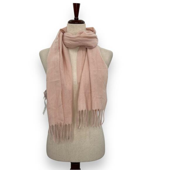NEW Style & Co Light Pink Fringe Scarf Oblong Rectangle Solid Knit Warm & Cozy - Picture 12 of 14